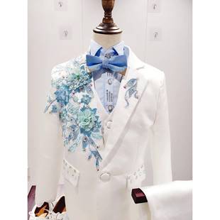 衬衫 正品 白色男童短袖 儿学套装 马甲缎面礼服主持人钢琴奏演 童西装