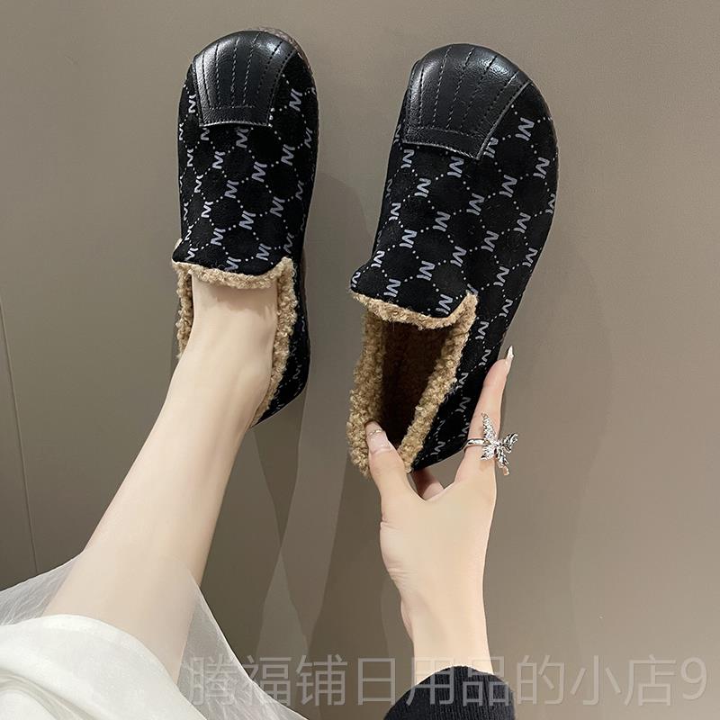 正品2024冬季新款女鞋妈款加绒保暖棉鞋一冬脚蹬软妈底舒鞋适豆豆