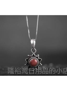 高档尼泊尔手工9女2银饰5品宝石手古镯吊坠 个性 手錬 创意覆民族