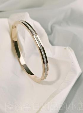 高档钛钢满钻手镯女不掉色轻奢满小众高级感色钻品银牌气质金色不
