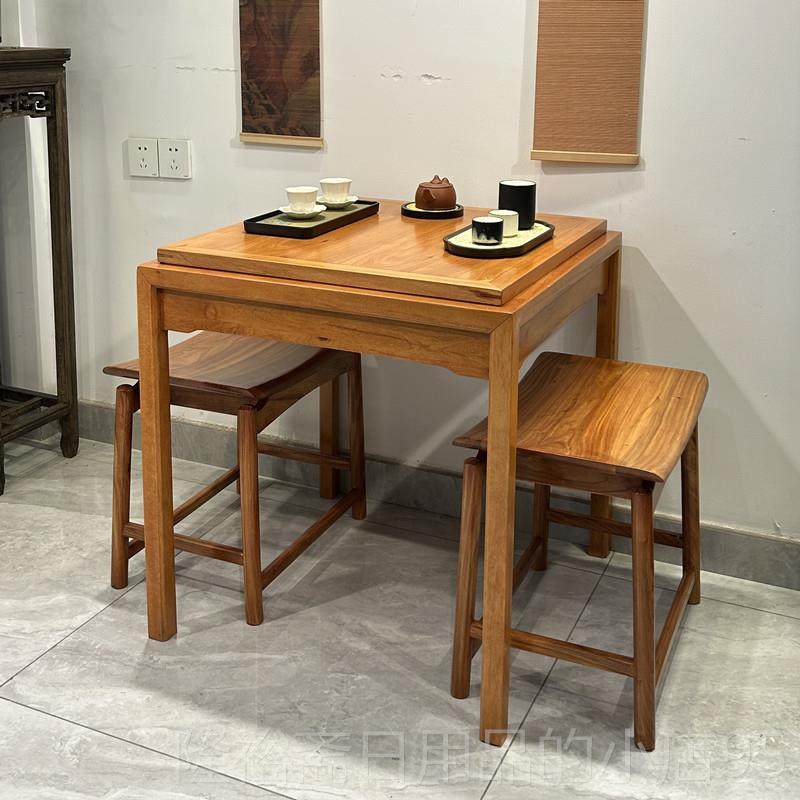 高档阳台茶合几国椅组休实木家居新型中风闲方桌拉出式伸缩茶几流