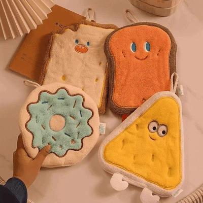 可爱擦手巾挂式吸水加厚卫生间卡通擦手帕毛巾洗手小方巾厨房抹布