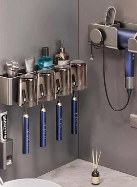 日本JSMC高端枪灰牙刷架可拆洗航空铝防锈卫生间置物架免打孔壁挂