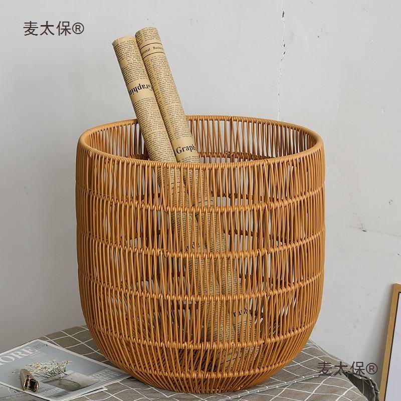 脏筐衣篓箩换洗卧筐室浴巾篓藤太保WWJ篮麦衣物衣服编筐圆形洗衣