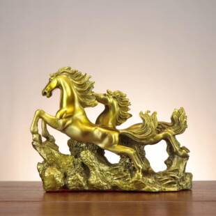 铜铜十二生肖马双马铜3190腾飞家居店铺办公马室工艺品摆件双奔马