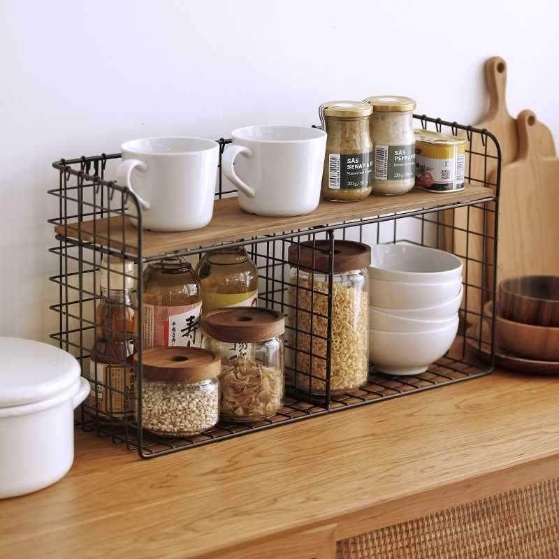 铁艺层墙上置书物架落地多层厨双房调收纳架桌面料储F9606635物架