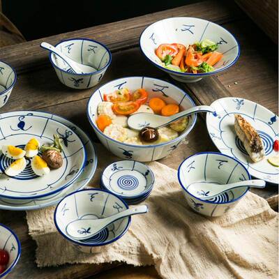 港剧影怀旧兰花Z1204碗陶瓷电菜餐具套装家用店饭饭汤面碗盘碟组