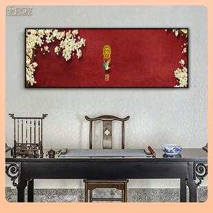 ?新中式客画装厅饰中国古F76MJJMM典横幅挂画卧室床头沙发壁餐风
