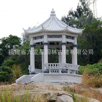 六SD-654角八外石中亭子雕塑园林庭院公园别墅式石角雕凉亭户景观