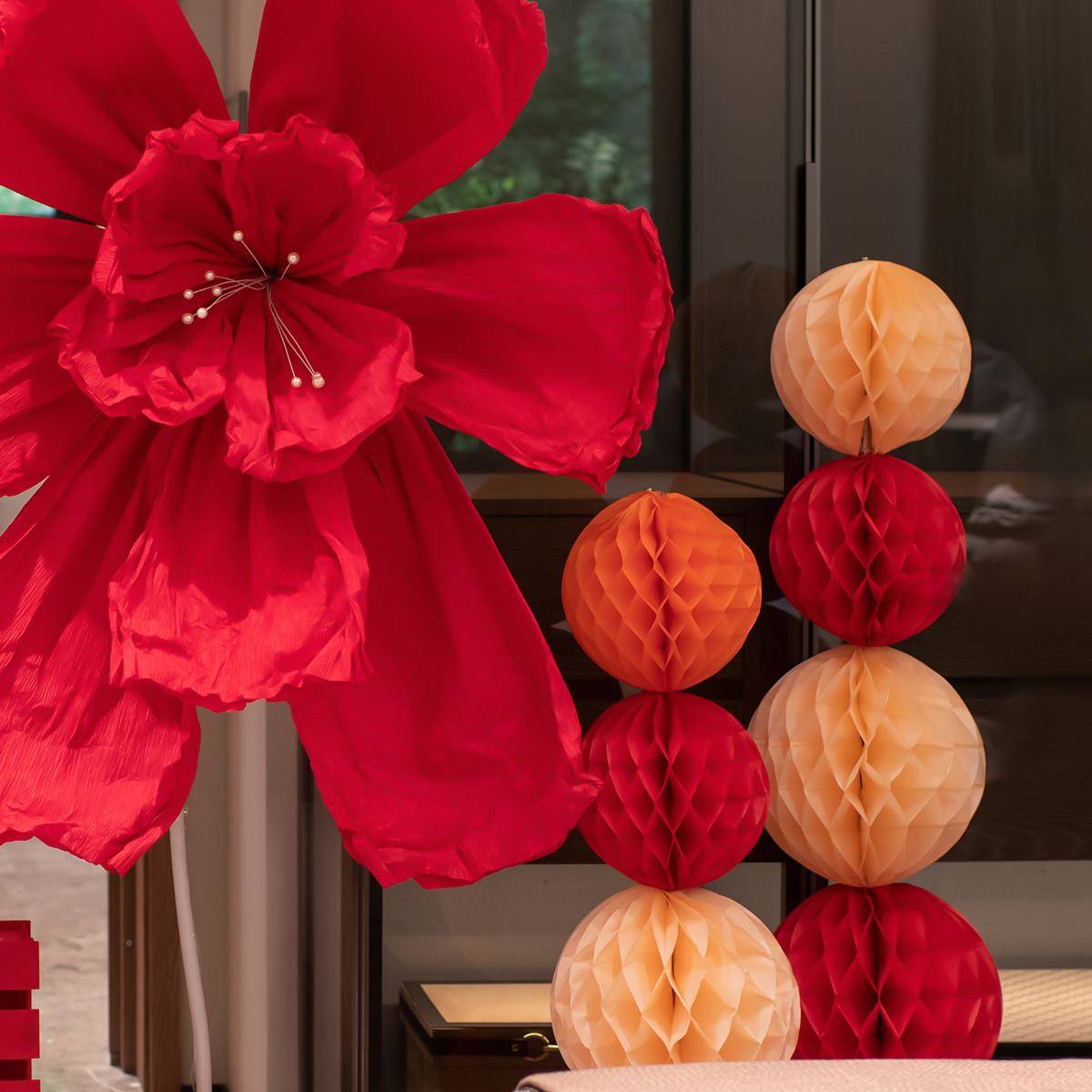 天台华莲手结手婚礼景纸背鸢花揉纸装饰纸艺褶皱ltao7450大型工花