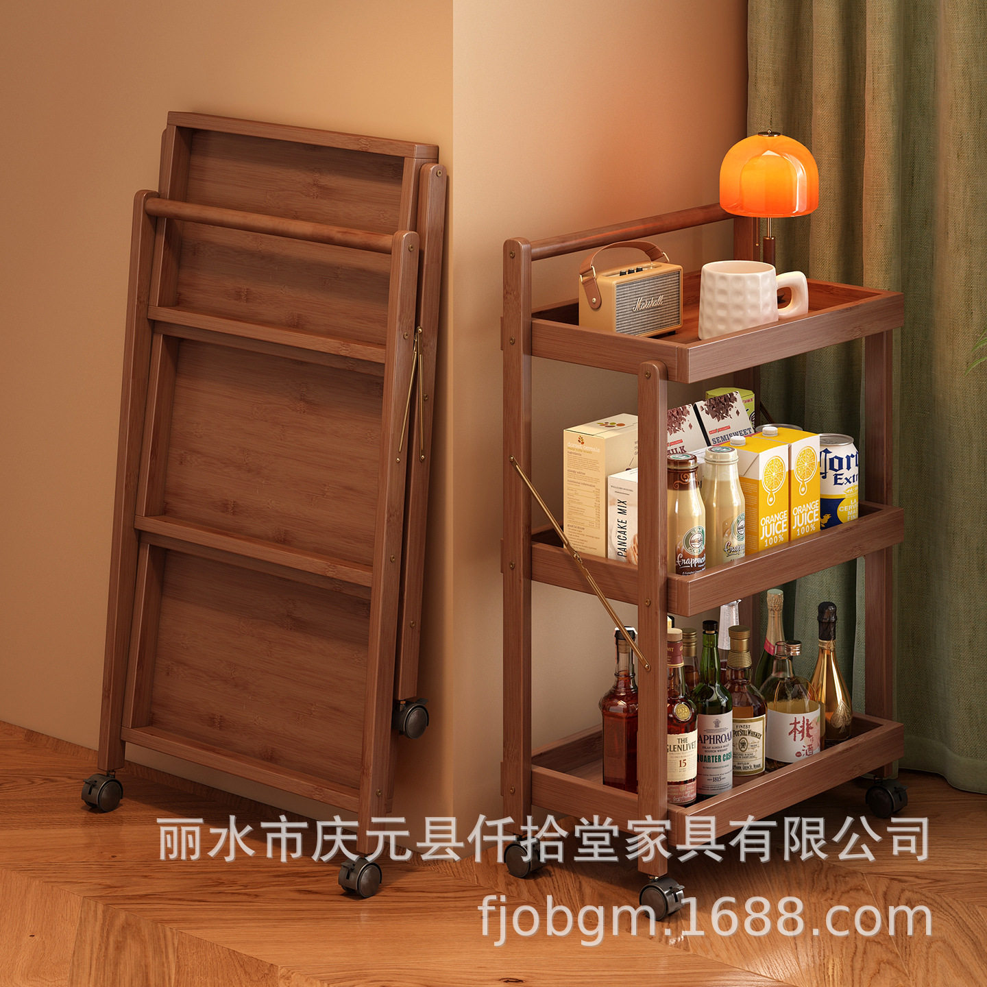 带轮可折叠置物架小户型物品整理收纳小推车客厅家用省空间落地架