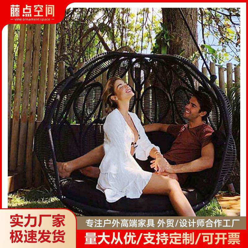 户外闲庭休院秋千阳台编别吊篮摇椅单人墅客厅鸟DL017巢悬挂沙藤