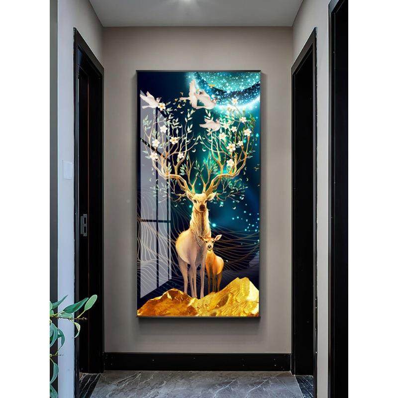 镶钻高档入CKS户玄关装竖饰进门墙壁画廊过道挂画LE走D带灯招财画,家居饰品,现代装饰画,淘宝优惠券,粉丝福利购,淘宝优惠卷