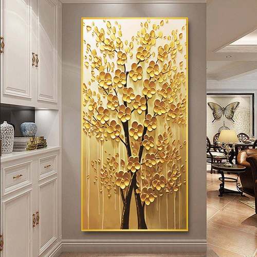 现代简约户玄关装饰画欧式走廊过道发树挂画财风MY-FCS01水烤招瓷