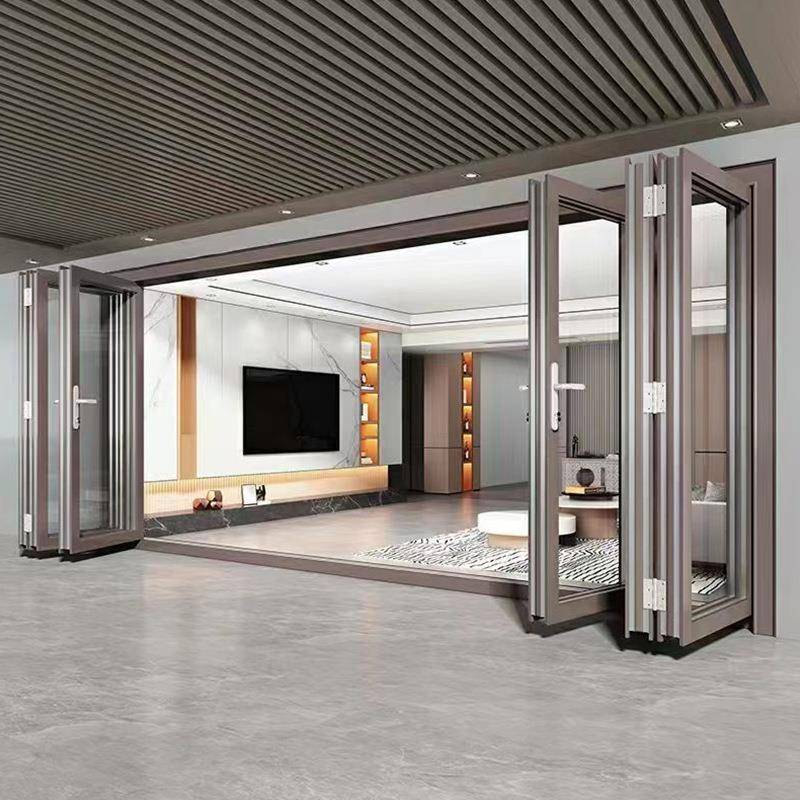 别重型折门QQE叠推拉门墅阳台合金折叠落地全景工铝程隔断玻璃门