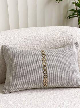 现代简样板间形装靠枕米灰色棉麻饰肌约理腰枕长78293方售楼处靠