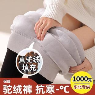 保暖裤 高腰打底裤 冬季 女大码 加绒加厚东北特厚防寒驼绒棉裤 加长款