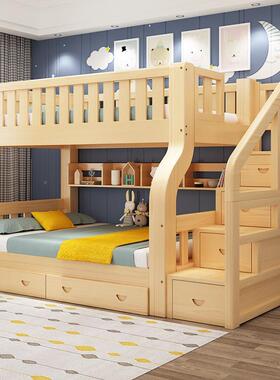 上下床双层子母床两童层木床实高低床床儿床上下VLE铺多功能大木