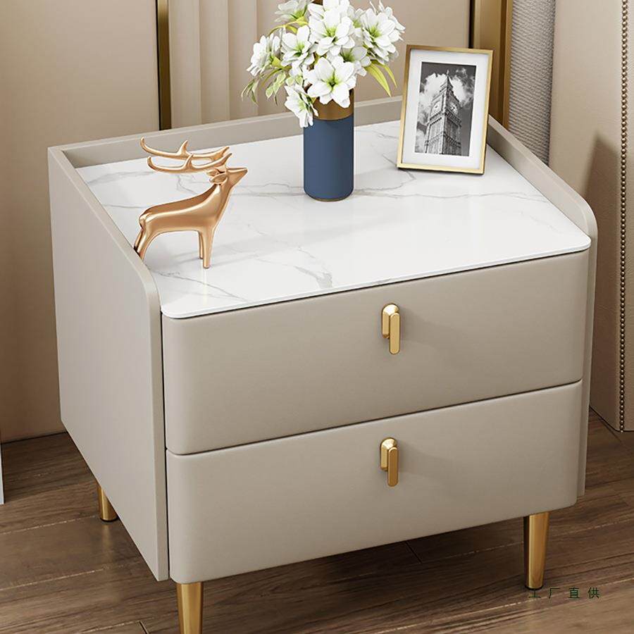 轻全实木50c985m床头柜简奢约现代柜子床纳边柜卧室岩板小型头床