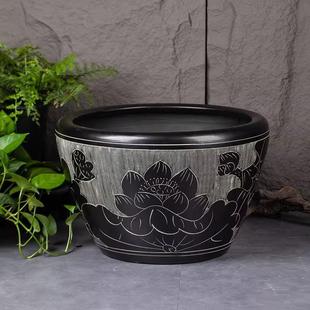 陶瓷室鱼缸阳台睡fFPTzCyp莲花荷缸水缸养鱼外庭院老大式水缸陶瓷