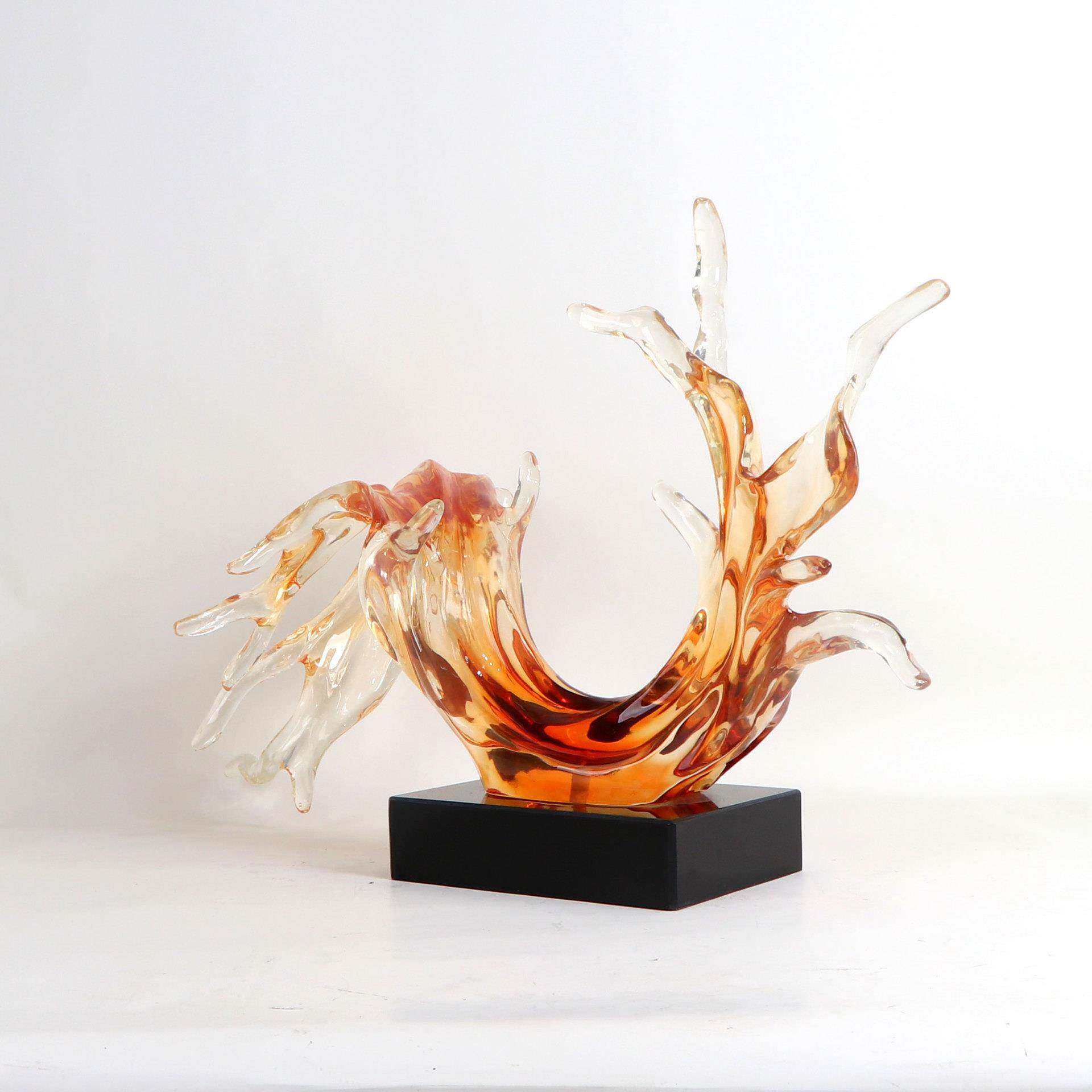 饰现代创水MC-TY-62花透意明树脂摆酒店大厅商场件迎宾雕塑家居客