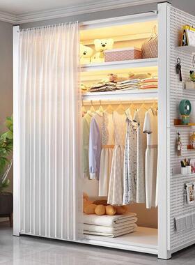 货架衣柜开放式衣架出置架易带遮挡帘收纳加厚多物BIF层租屋简衣