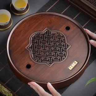 形盘用简易小茶海茶储家水式竹制茶座大茶托D046茶台干泡圆台茶具