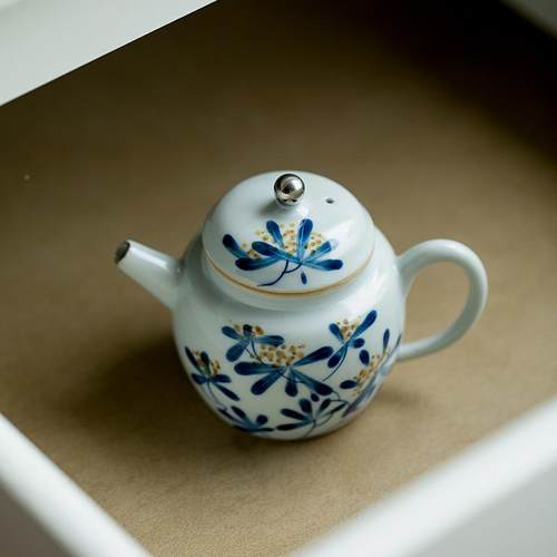 余描器后闲手绘桂纯花白金CH-00286陶茶壶家用创意瓷小品壶茶壶单
