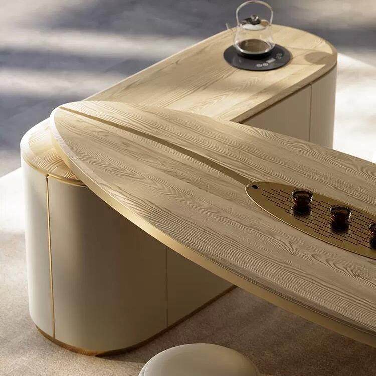 简约代实木茶台大烧平层轻奢客FSX厅水壶一体计师现创意设茶桌椅