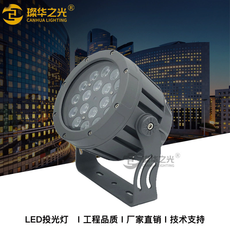 led圆形投光灯18W24W36W60W户外楼宇建筑别墅公园草坪RGBW照树灯