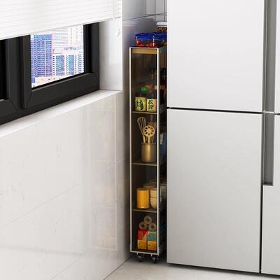 小尺寸房夹箱6BF缝置物架厨玻落地多层冰边20cm窄缝钢化璃收纳储