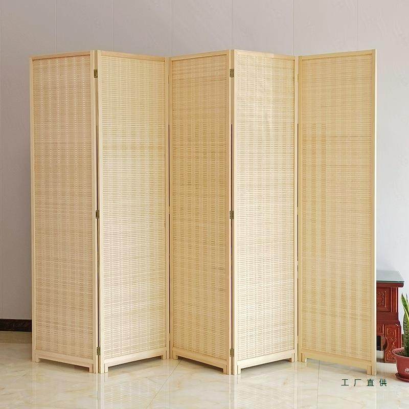 竹藤985屏风实木屏隔板隔断栏动竹间编简易卧室客障厅移折叠遮挡