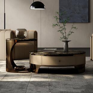 形茶几圆意大理石别墅独栋计大平层OYS 设轻奢 DXYC客厅式