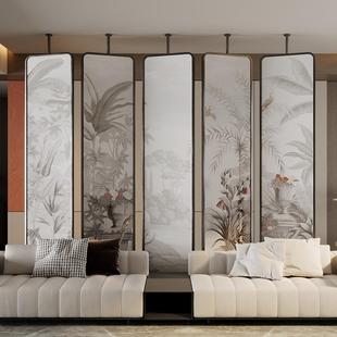 铁法式艺术玻珐琅彩系璃屏风隔用断客八厅新款简家现代约入户对门