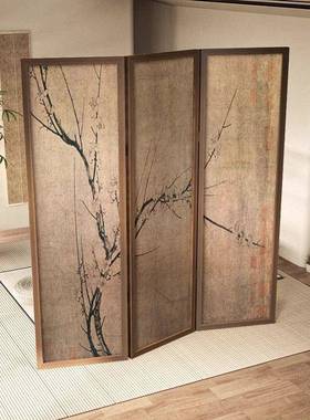 简约可移动质风隔断客厅木ZEP实屏木玄室关入户家用酒店办公折叠