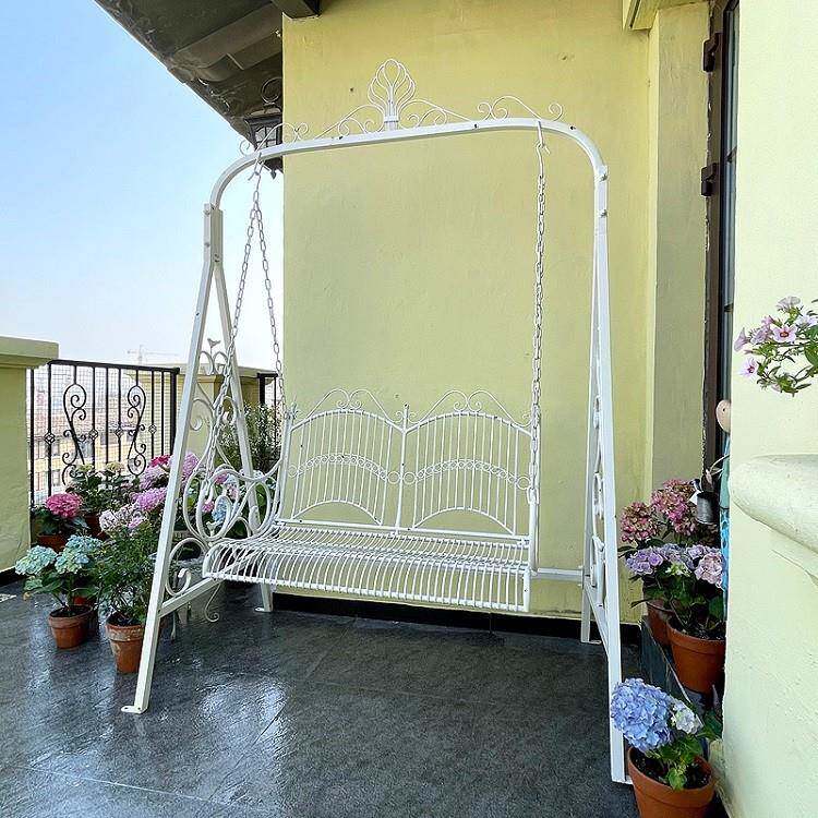 美式乡村古铁艺户院秋千吊复外椅花园阳台72178露台室内庭单双人