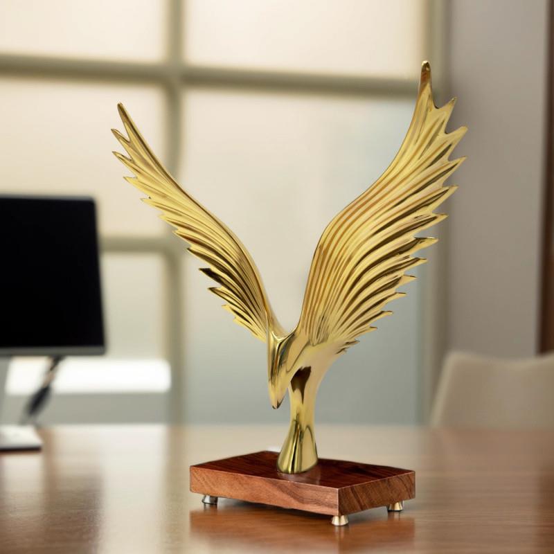 n7pA722s新款全铜创轻奢大鹏办展意翅摆件客厅电鹰视柜玄关公室飞