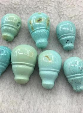 可体塘绿松石三三通AL570403天然原矿高瓷绿石一三通散珠通松配饰