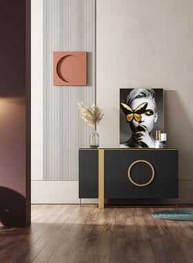 轻奢EFD风玄关柜家用岩入户边餐柜板简约现代客门厅靠墙隔断装饰