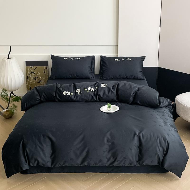 K15高国风端熊猫刺绣棉eE5xpKEQ四件套全棉被款套床单床笠款2纯02