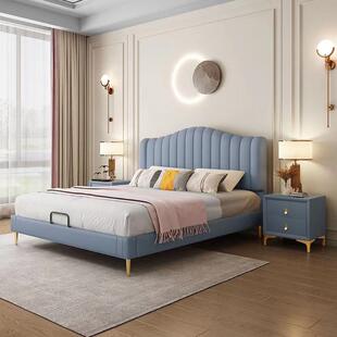 OFL代约布艺简床科技主卧双人床意布式 轻奢奶油风轻奢实木软现包