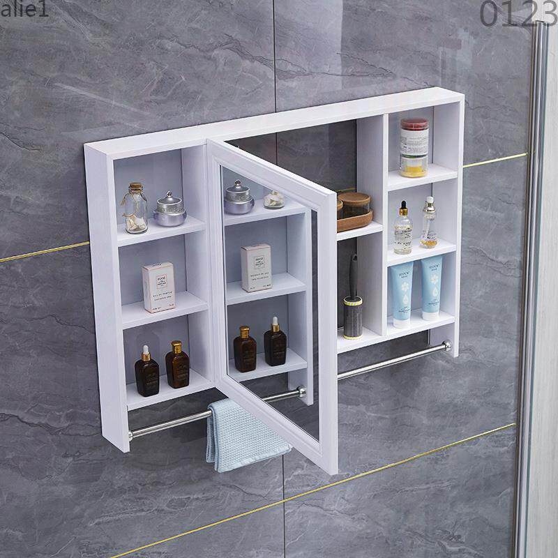 间浴室镜式柜挂墙收带置物架287碳纤维卫生镜子简约洗漱台纳柜储