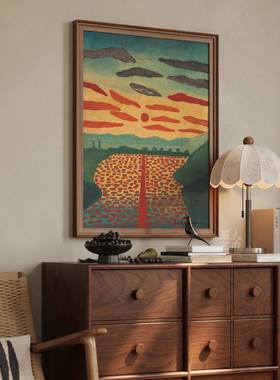 原野》系列竖中古风厅7689装饰画南洋版玄风关柜挂画绿色客风景壁