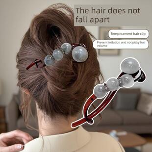 高端水钻珠一字扭夹2025新风格发夹大发量在头的后面发夹头饰