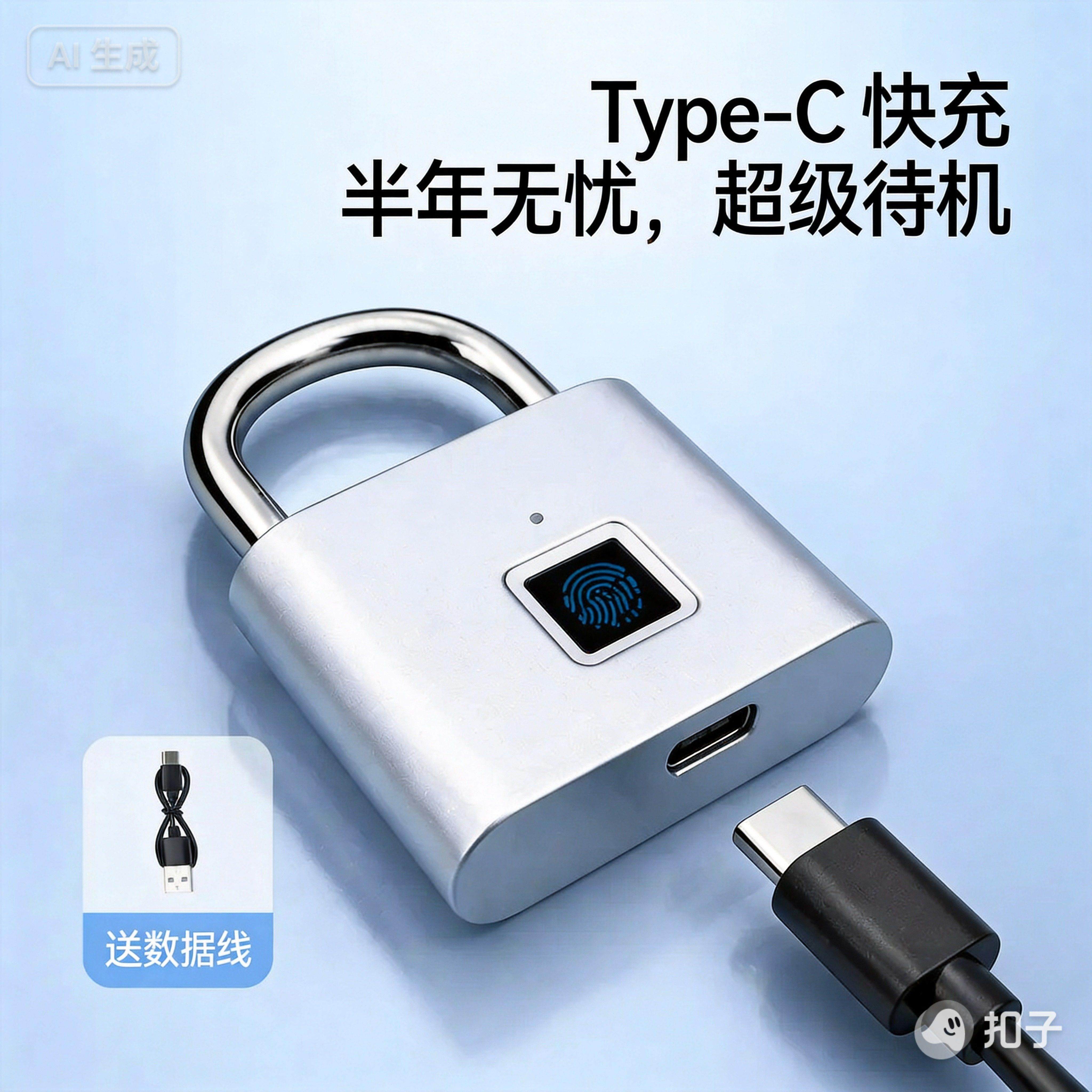 智指纹无锁户外柜防水防锈挂锁智挂能电子挂锁大能门防盗密码锁子