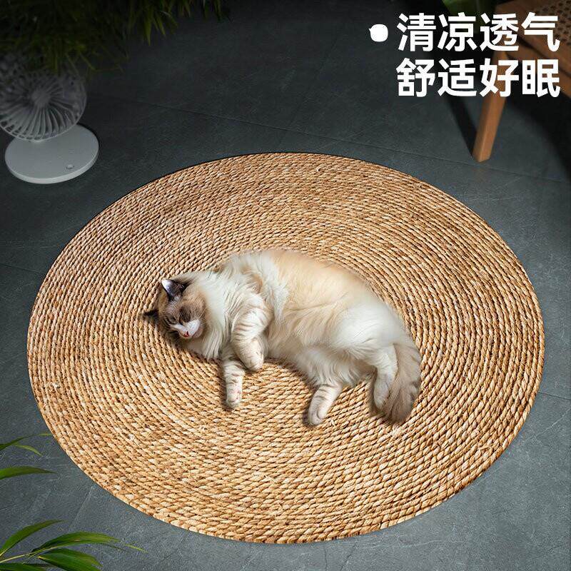 蒲草猫窝猫抓板大号剑麻垫耐磨耐抓不掉屑猫咪磨爪夏季藤编猫睡垫