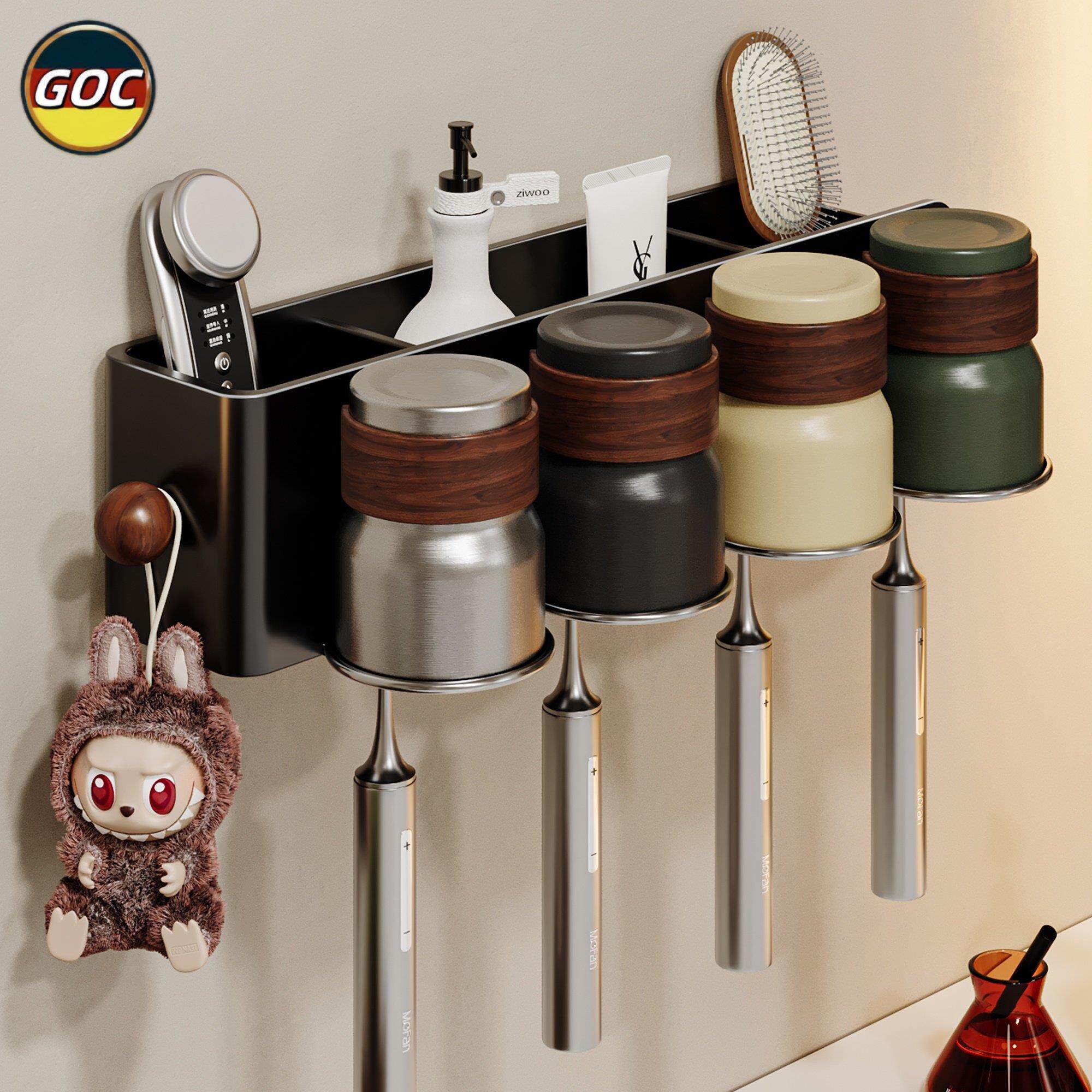 德国牙刷置物架壁挂式免打孔卫生间不锈钢洗漱口杯收纳牙刷架子