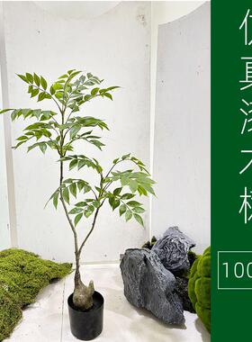 仿真绿植漆木树轻大型内室奢假植物盆栽造景家居香客581厅椿树摆