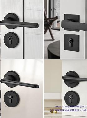 卧门锁音室内静房门分体锁黑色卫生间实木ECF门把手家室磁吸58锁