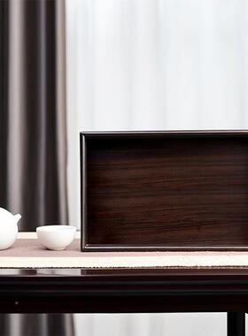 天然紫光檀木长茶盘家用方形托盘茶具纳收盘实木复无QYY漆文盘中